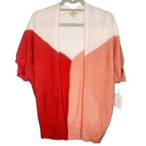 Skies are Blue Pink Color Block Cardigan Small